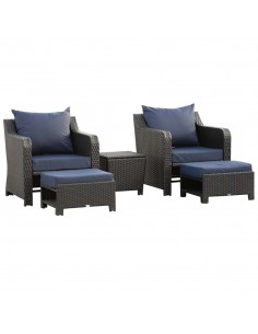 Outsunny 2 Seater Outdoor Rattan Garden Furniture Set, Deep Coffee