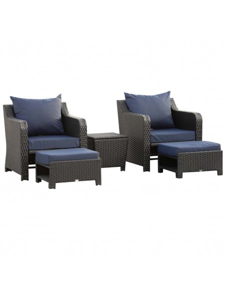 Outsunny 2 Seater Outdoor Rattan Garden Furniture Set, Deep Coffee - pic 13517 | FastDaddyshop