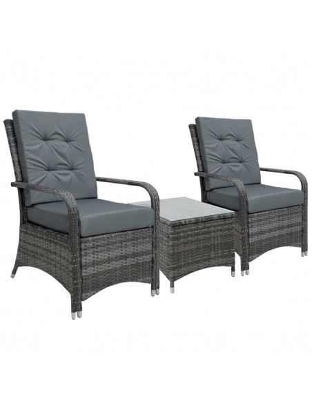 Outsunny 2-Seater Outdoor Rattan Bistro Garden Furniture Set with Cover Steel, Grey - pic 13519 | FastDaddyshop