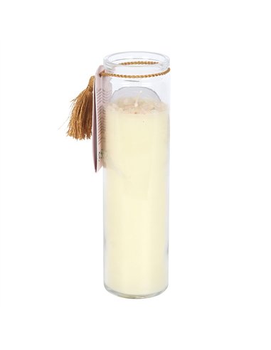 Aphrodite Goddess Tube Candle with Rose Quartz Crystals GD_67425