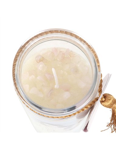 Aphrodite Goddess Tube Candle with Rose Quartz Crystals GD_67425