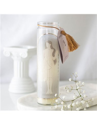 Aphrodite Goddess Tube Candle with Rose Quartz Crystals GD_67425