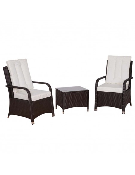 Outsunny 2-Seater Outdoor Rattan Bistro Garden Furniture Set with Cover Steel, Brown - pic 13520 | FastDaddyshop