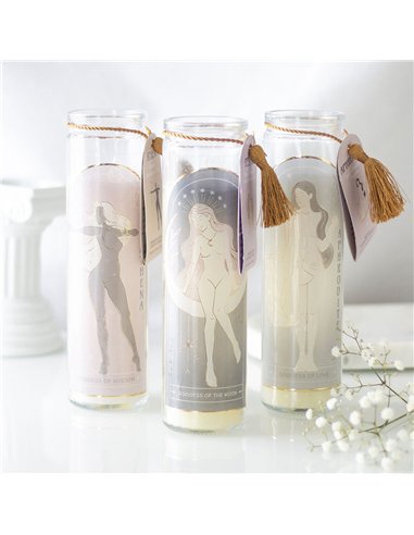 Athena Goddess Tube Candle with Clear Quartz Crystals GD_67625