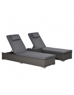 Outsunny 5-Position Back Sun Lounger Set with Table, Grey