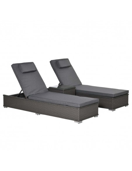 Outsunny 5-Position Back Sun Lounger Set with Table, Grey - pic 13524 | FastDaddyshop