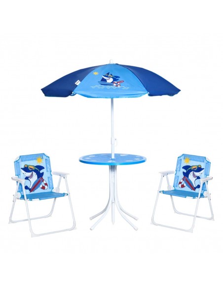Outsunny Kids Outdoor Folding Garden Furniture Set with Shark Design, Ages 3-6 Years, Blue - pic 13526 | FastDaddyshop