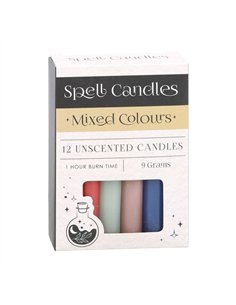 Pack of 12 Mixed Colour Spell Candles HM_17724