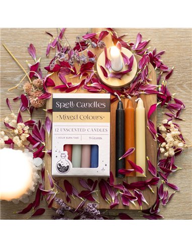 Pack of 12 Mixed Colour Spell Candles HM_17724