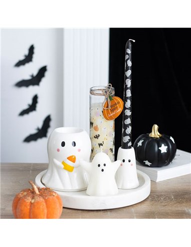 Sweet Ghost Candle Holder with Taper Candle KY_86825