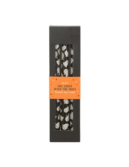 Set of 3 Ghost Print Taper Candles KY_87225 - pic 135353 | FastDaddyshop