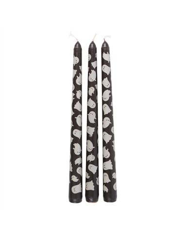 Set of 3 Ghost Print Taper Candles KY_87225