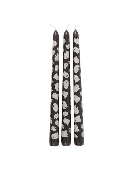 Set of 3 Ghost Print Taper Candles KY_87225 - pic 135354 | FastDaddyshop
