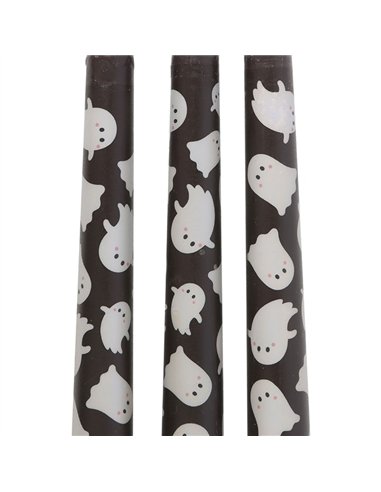 Set of 3 Ghost Print Taper Candles KY_87225