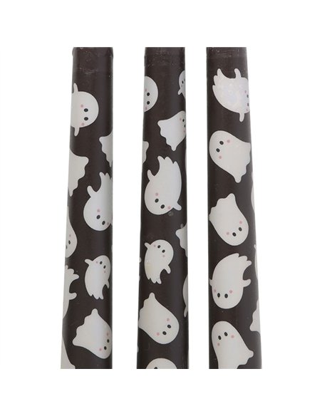 Set of 3 Ghost Print Taper Candles KY_87225 - pic 135355 | FastDaddyshop