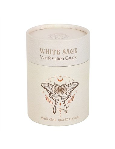 Luna Moth Manifestation Candle with Clear Quartz Crystals LL_21025