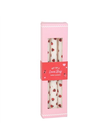 Set of 3 Love Bug Ladybird Taper Candles LS_32225