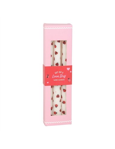 Set of 3 Love Bug Ladybird Taper Candles LS_32225