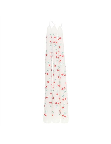 Set of 3 Heart Cherry Taper Candles LS_32325
