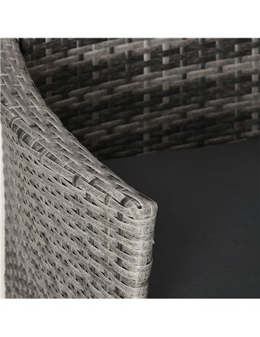 Outsunny Rattan Garden Furniture Bistro Set 3 PCs Patio Weave Companion Chair Table Set Conservatory, Light Grey