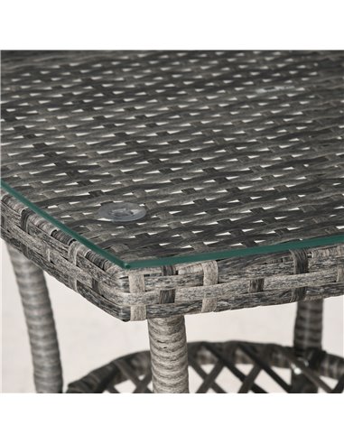 Outsunny Rattan Garden Furniture Bistro Set 3 PCs Patio Weave Companion Chair Table Set Conservatory, Light Grey