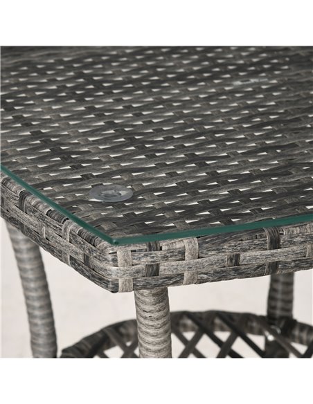 Outsunny Rattan Garden Furniture Bistro Set 3 PCs Patio Weave Companion Chair Table Set Conservatory, Light Grey - pic 13543 | FastDaddyshop