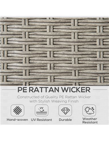 Outsunny 7-Seater PE Rattan Sofa Set with Tempered Glass Coffee Table & Cushions, Grey