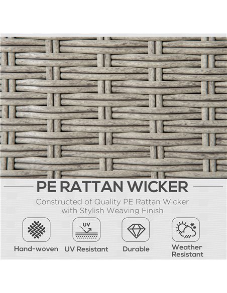 Outsunny 7-Seater PE Rattan Sofa Set with Tempered Glass Coffee Table & Cushions, Grey - pic 13548 | FastDaddyshop