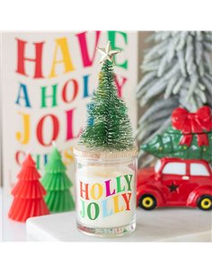 Holly Jolly Pine & Fir Glass Candle with Tree NC_11126 2