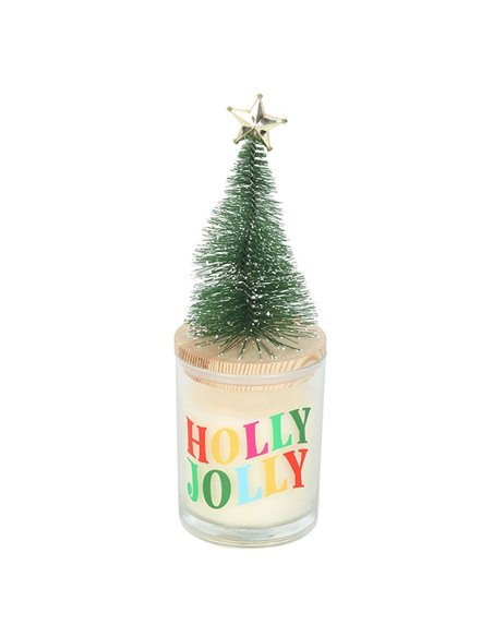 Holly Jolly Pine & Fir Glass Candle with Tree NC_11126 - pic 135501 | FastDaddyshop