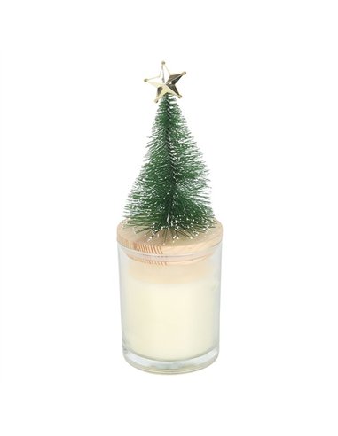 Holly Jolly Pine & Fir Glass Candle with Tree NC_11126