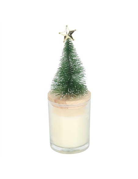 Holly Jolly Pine & Fir Glass Candle with Tree NC_11126 - pic 135503 | FastDaddyshop
