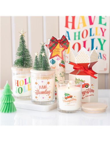 Bah Humbug Orange & Clove Glass Candle with Tree NC_11226