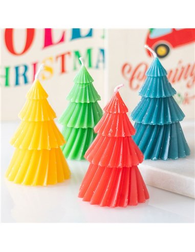 Set of 4 Colourful Christmas Tree Candles NC_11426