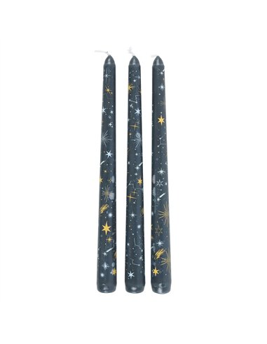 Set of 3 Starry Night Taper Candles NT_25226
