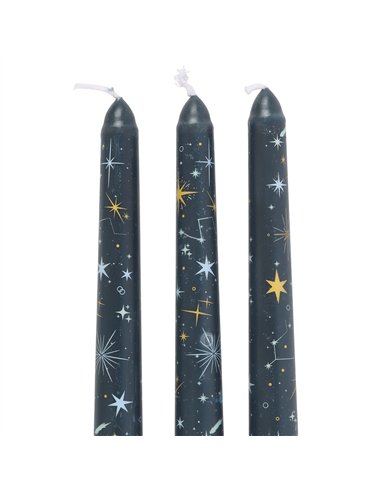 Set of 3 Starry Night Taper Candles NT_25226