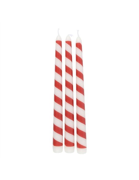 Set of 3 Candy Cane Stripe Taper Candles NU_14426 - pic 135569 | FastDaddyshop