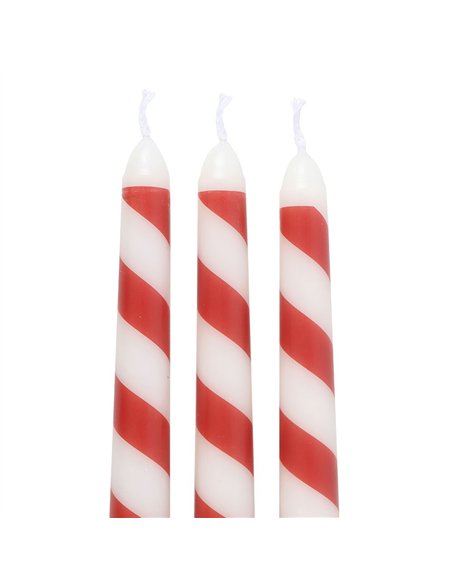 Set of 3 Candy Cane Stripe Taper Candles NU_14426 - pic 135570 | FastDaddyshop
