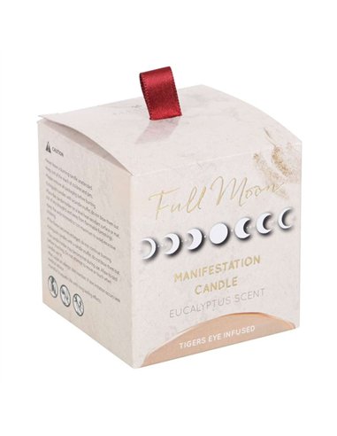 Full Moon Eucalyptus Manifestation Candle with Tiger's Eye PL_34723