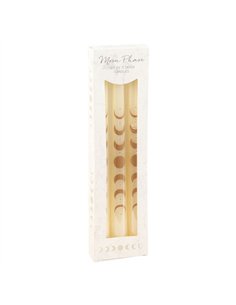 Set of 3 Off White Moon Phases Taper Dinner Candles PL_37024