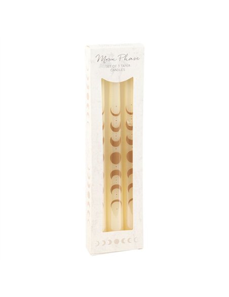 Set of 3 Off White Moon Phases Taper Dinner Candles PL_37024 - pic 135648 | FastDaddyshop