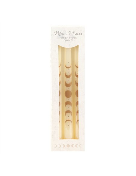 Set of 3 Off White Moon Phases Taper Dinner Candles PL_37024 - pic 135649 | FastDaddyshop