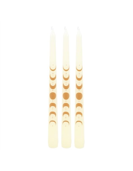 Set of 3 Off White Moon Phases Taper Dinner Candles PL_37024 - pic 135650 | FastDaddyshop