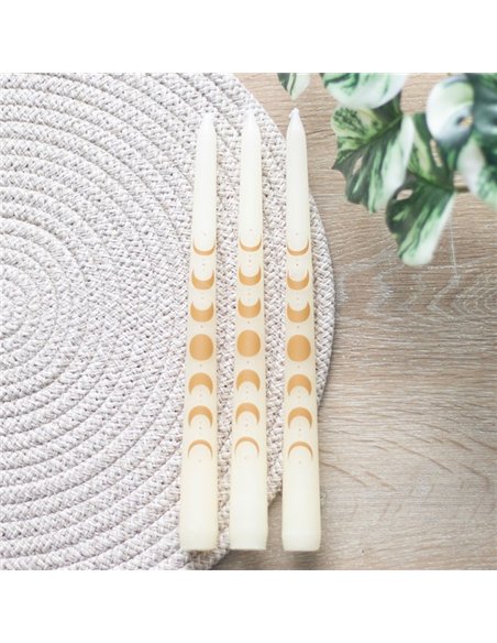 Set of 3 Off White Moon Phases Taper Dinner Candles PL_37024 - pic 135653 | FastDaddyshop