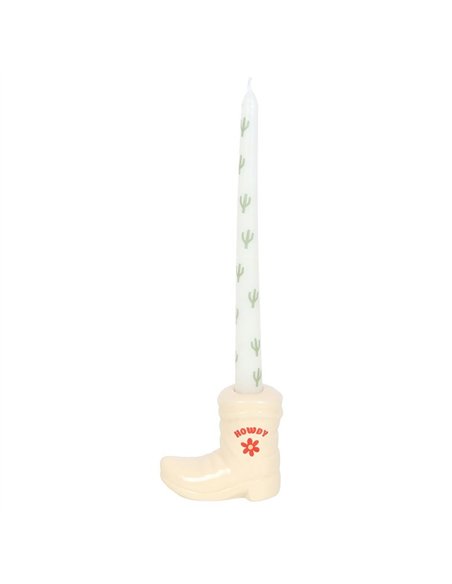 White Cowboy Boot Candle Holder with Taper Candle RO_50425 - pic 135680 | FastDaddyshop