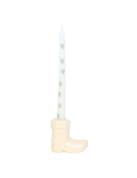 White Cowboy Boot Candle Holder with Taper Candle RO_50425 - pic 135682 | FastDaddyshop