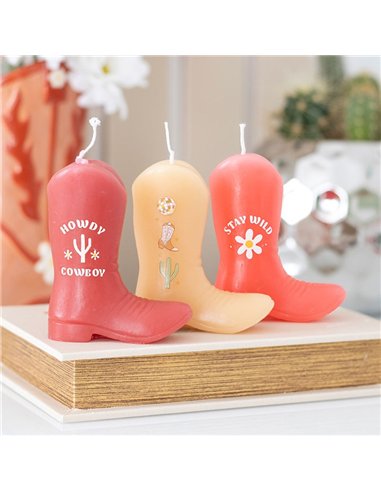 Set of 3 Cowboy Boot Candles RO_50625