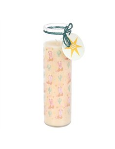 Howdy Cowboy Boot Print Floral Tube Candle RO_55225