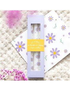 Set of 3 Purple Daisy Taper Candles SG_40325 2