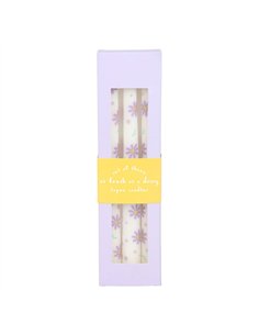 Set of 3 Purple Daisy Taper Candles SG_40325